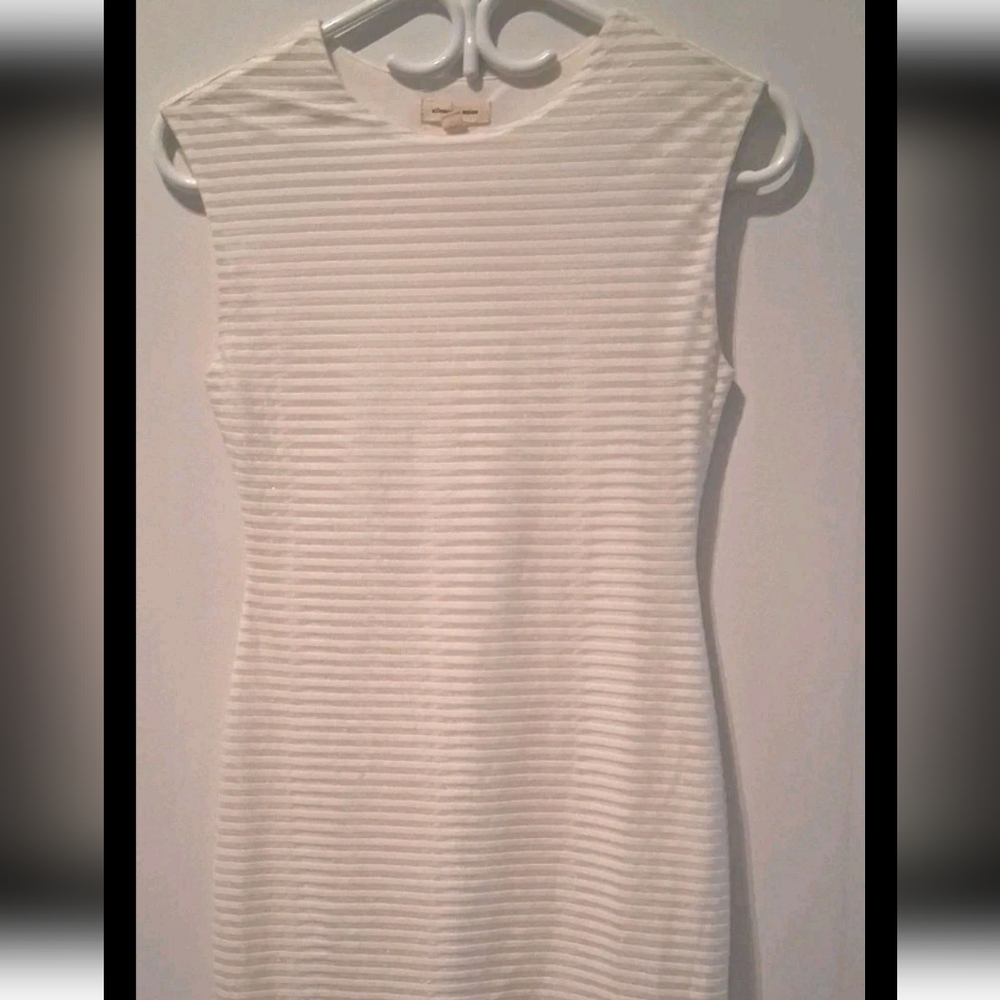 Silence + Noise Cream Ribbed Midi Dress